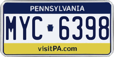 PA license plate MYC6398