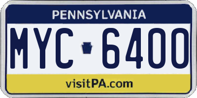 PA license plate MYC6400