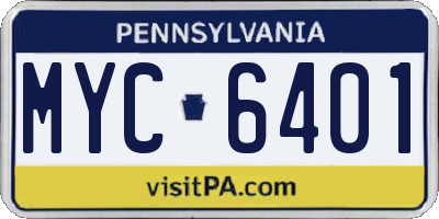 PA license plate MYC6401