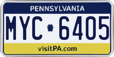 PA license plate MYC6405