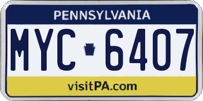 PA license plate MYC6407