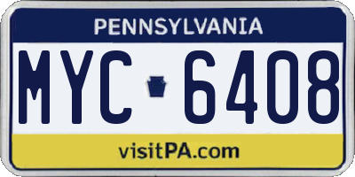 PA license plate MYC6408