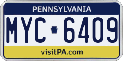 PA license plate MYC6409