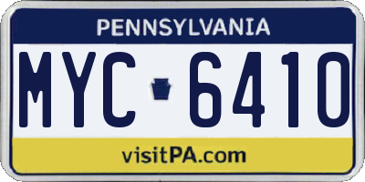 PA license plate MYC6410