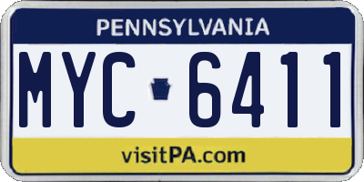 PA license plate MYC6411