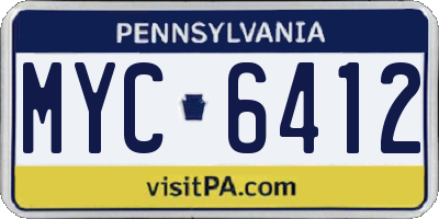 PA license plate MYC6412