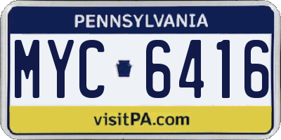 PA license plate MYC6416