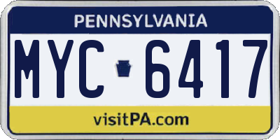 PA license plate MYC6417