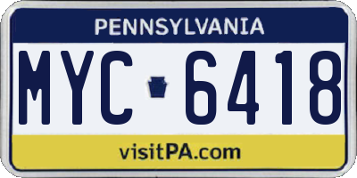 PA license plate MYC6418