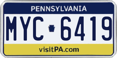 PA license plate MYC6419