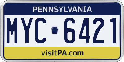 PA license plate MYC6421