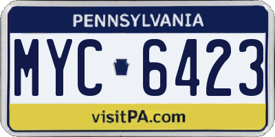 PA license plate MYC6423
