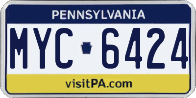 PA license plate MYC6424
