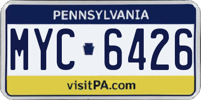 PA license plate MYC6426