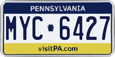 PA license plate MYC6427