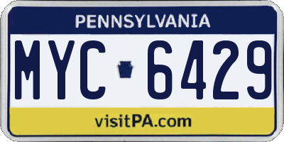 PA license plate MYC6429