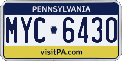 PA license plate MYC6430