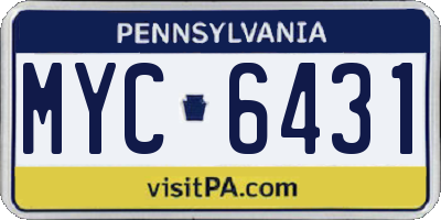 PA license plate MYC6431