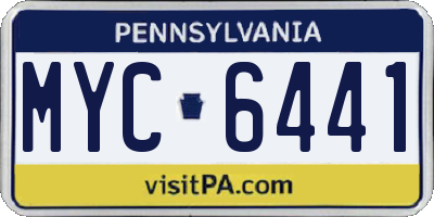 PA license plate MYC6441