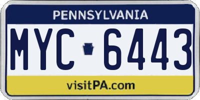 PA license plate MYC6443