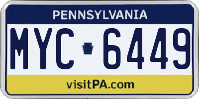 PA license plate MYC6449