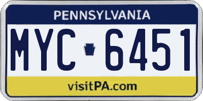 PA license plate MYC6451