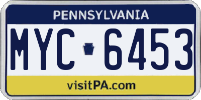 PA license plate MYC6453