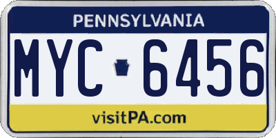 PA license plate MYC6456