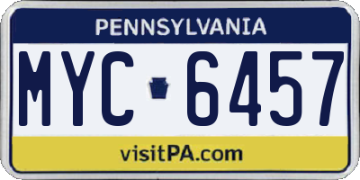 PA license plate MYC6457