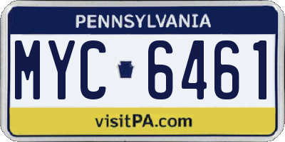PA license plate MYC6461