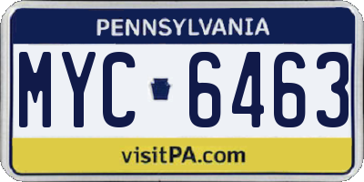 PA license plate MYC6463