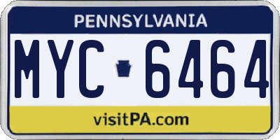 PA license plate MYC6464