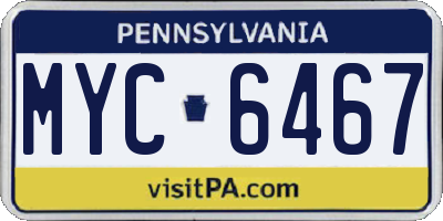 PA license plate MYC6467