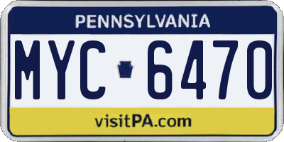 PA license plate MYC6470