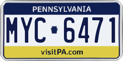 PA license plate MYC6471