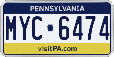 PA license plate MYC6474