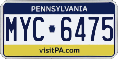 PA license plate MYC6475