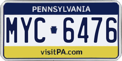 PA license plate MYC6476