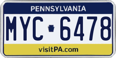PA license plate MYC6478