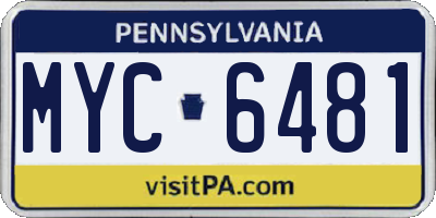 PA license plate MYC6481