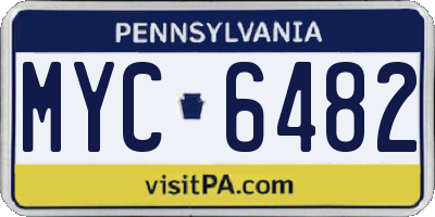 PA license plate MYC6482