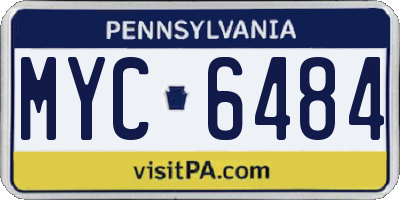 PA license plate MYC6484