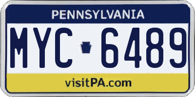 PA license plate MYC6489