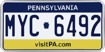 PA license plate MYC6492