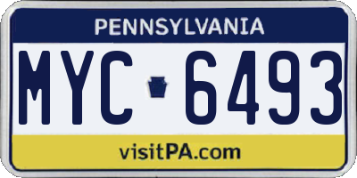 PA license plate MYC6493