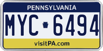 PA license plate MYC6494