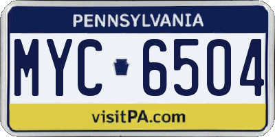 PA license plate MYC6504