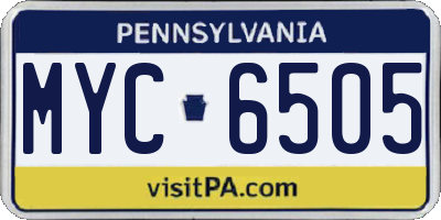 PA license plate MYC6505