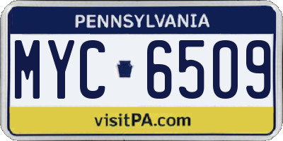 PA license plate MYC6509