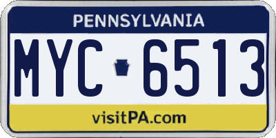PA license plate MYC6513